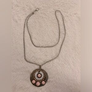 Large pink and silver necklace